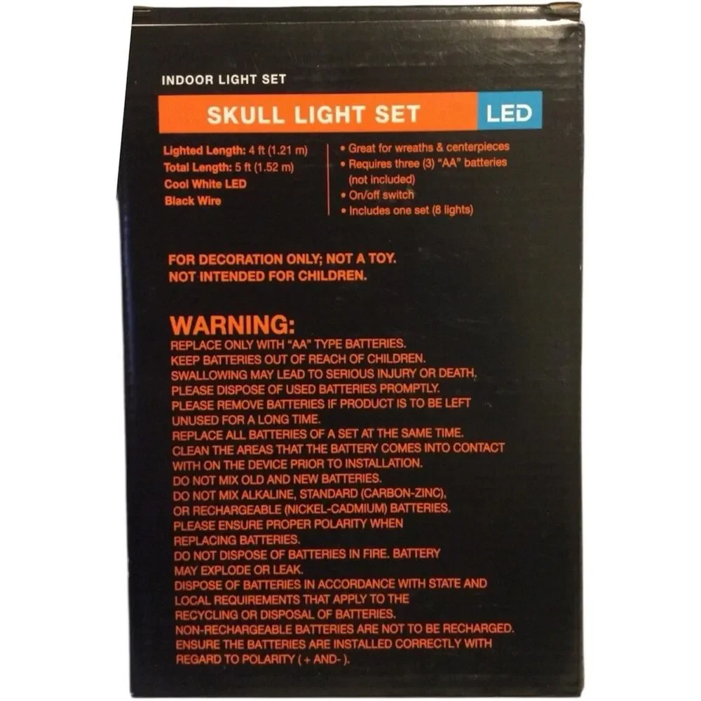 Day of the Dead Sugar Skull Light Set 8 Count Halloween Skull Light Set 4 Feet